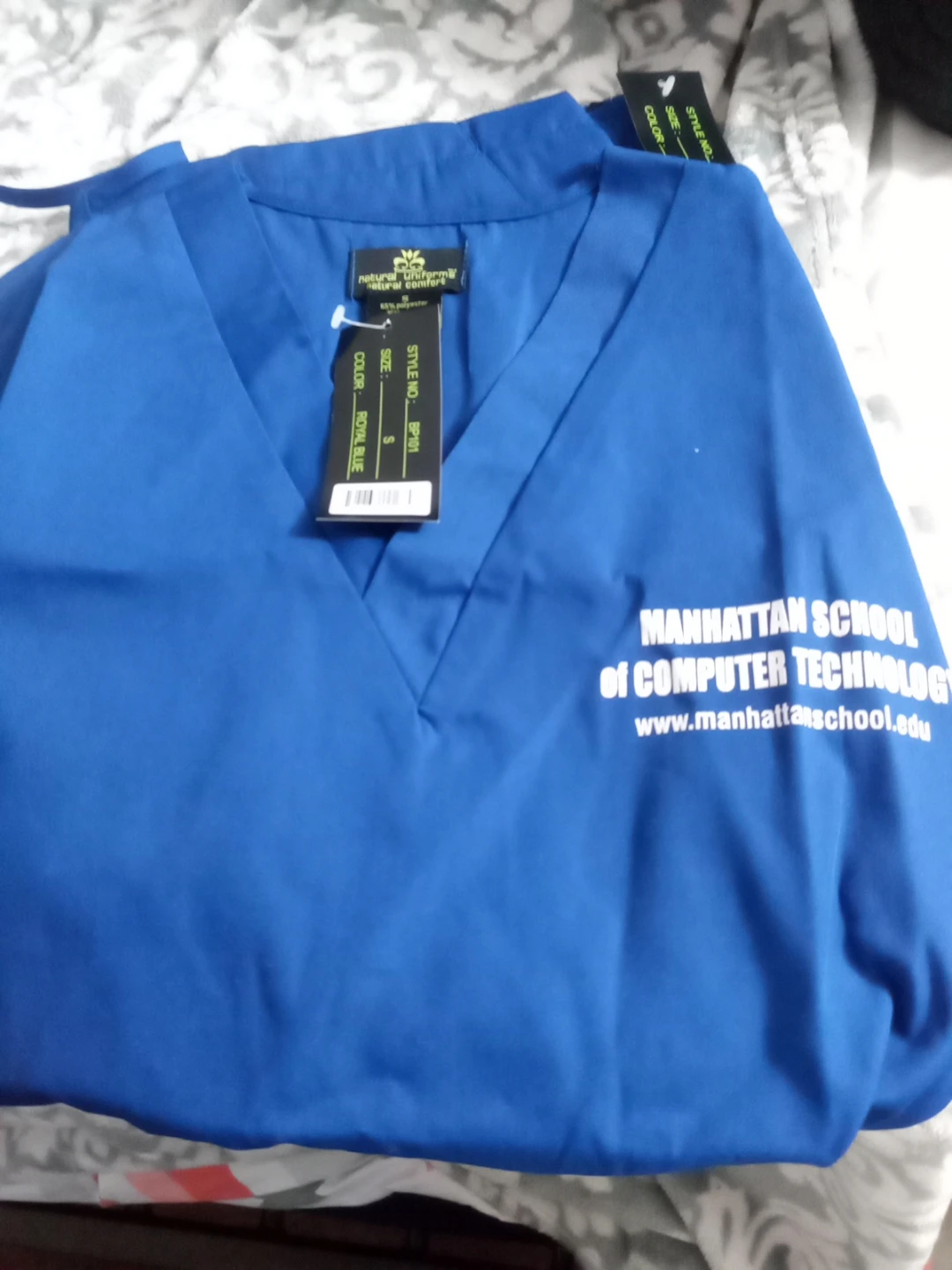 Natural Uniform Royal Blue Scrub Top - Size S