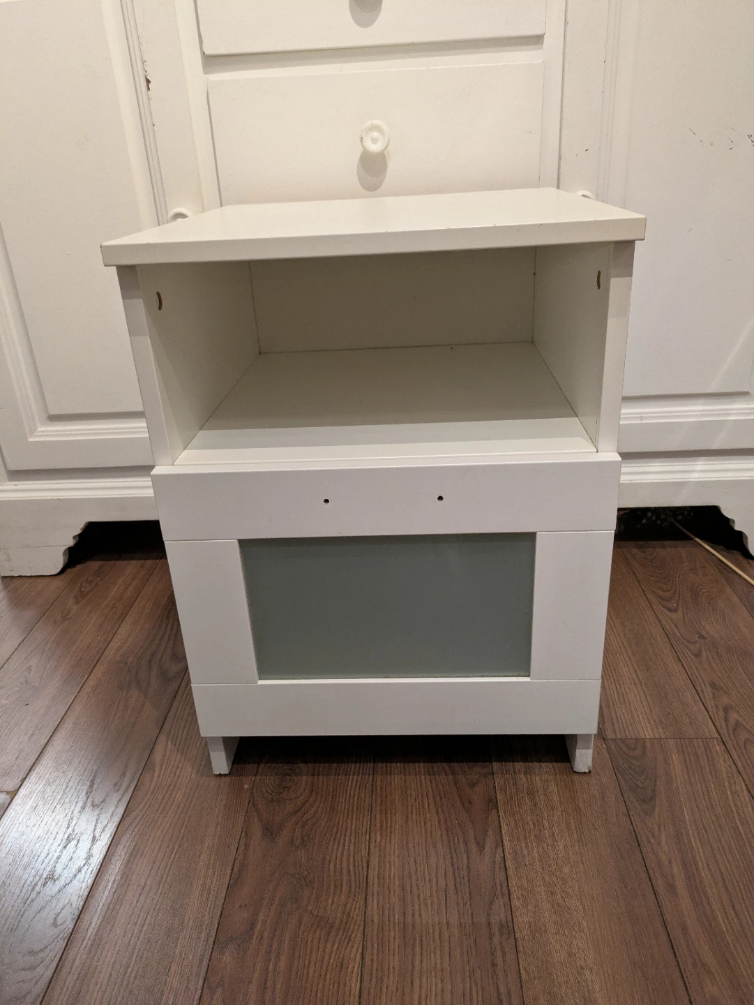 White Nightstand with Drawer - photo 2