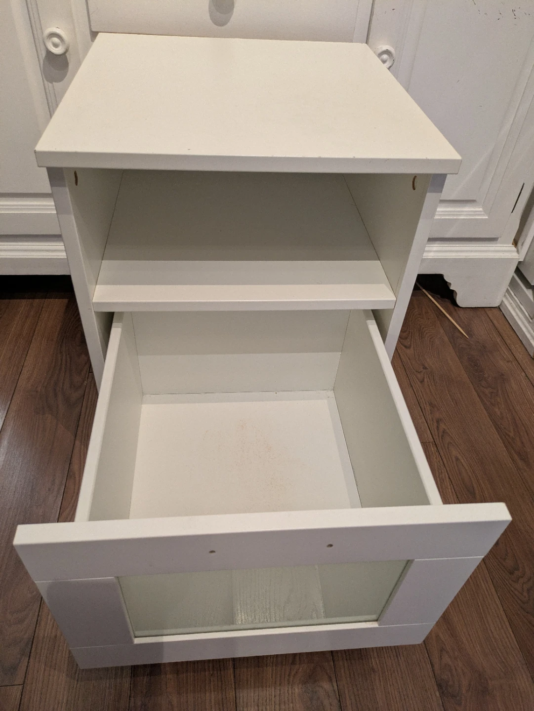 White Nightstand with Drawer - photo 3
