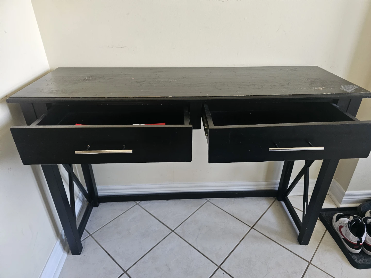 Black Console Table with Two Drawers