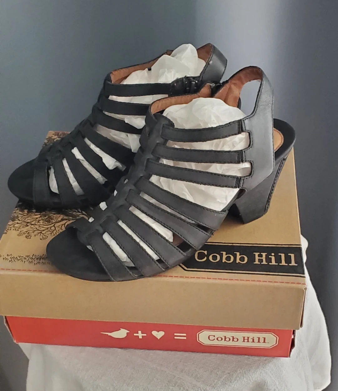 Cobb Hill Black Leather Gladiator Wedge Sandals - photo 5
