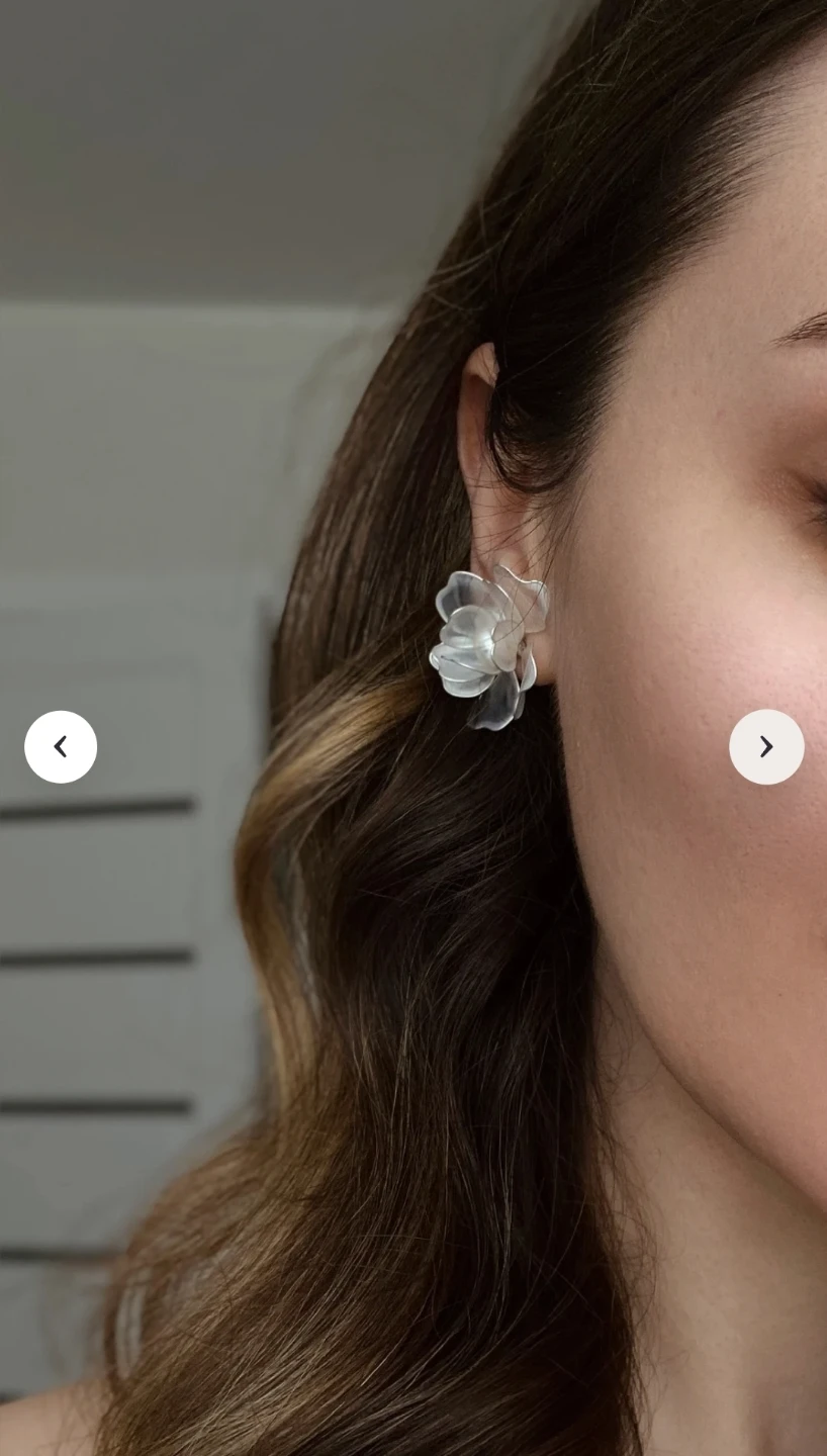 Handmade Wedding/Party Big Flower and Pearl Stud Silver Earrings - photo 3