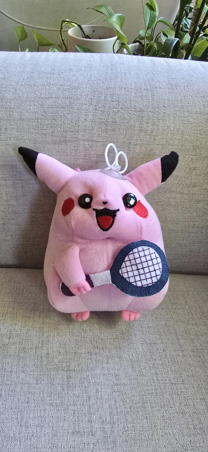 Pink Pikachu Plush with Tennis Racket