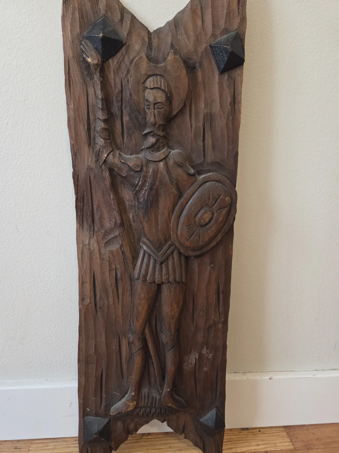 Vintage hand-carved wooden wall plaque from Spain - photo 2