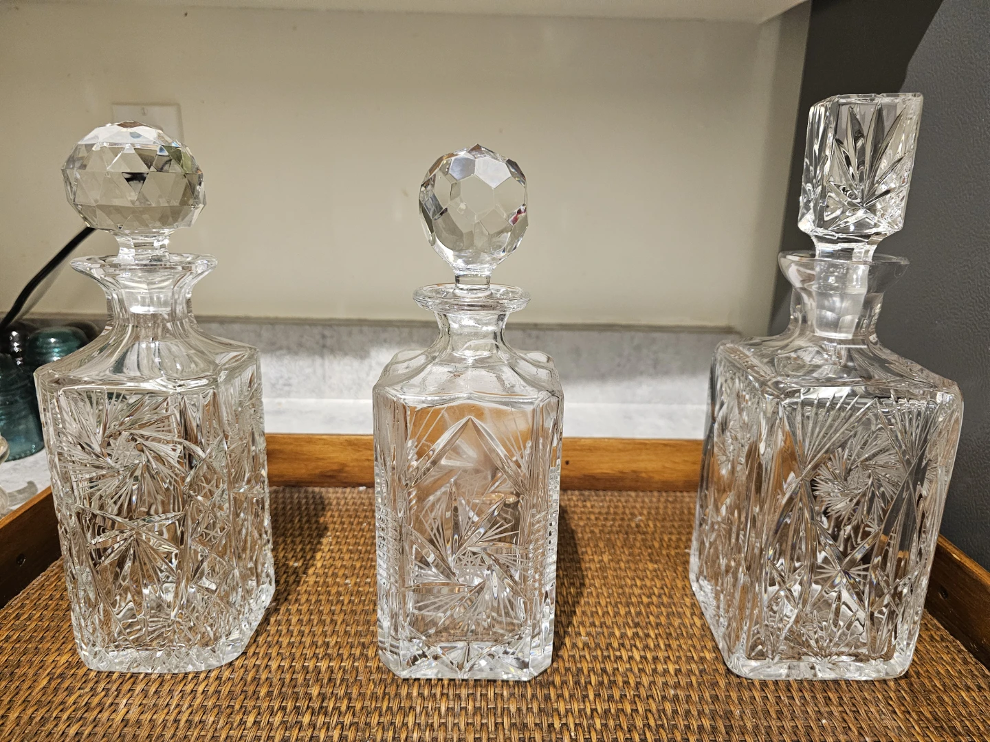 Set of 3 Crystal Cut Glass Decanters - photo 2