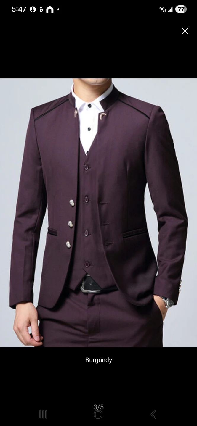 Burgundy Men's 3-Piece Suit