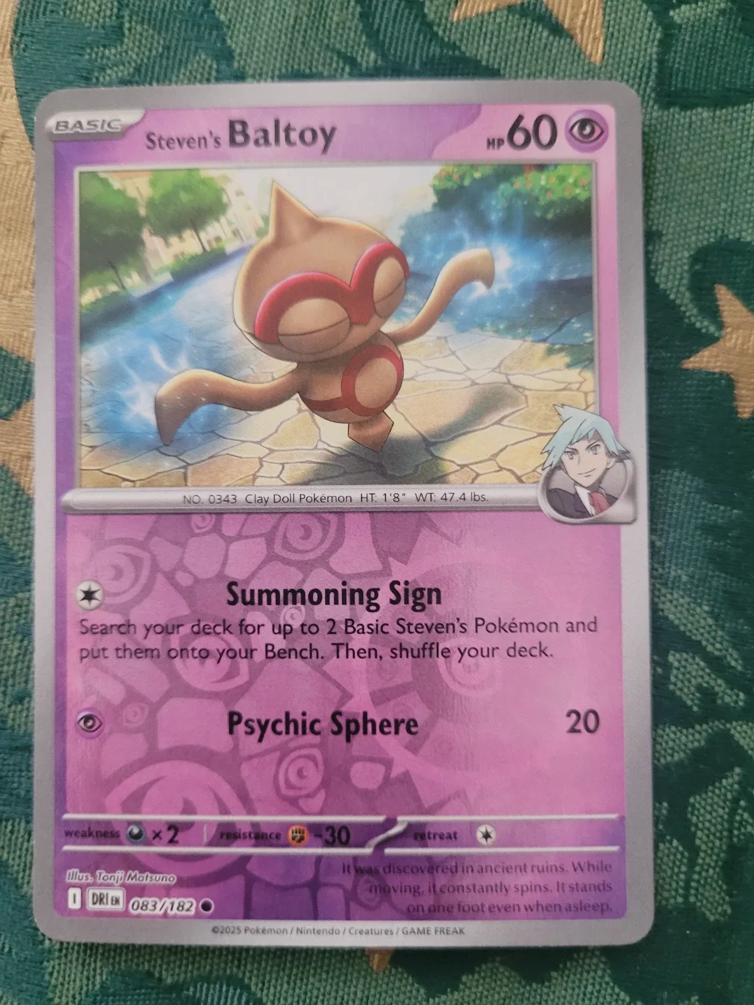 Reverse Holo Steven's Baltoy Pokemon Card ⚽️
