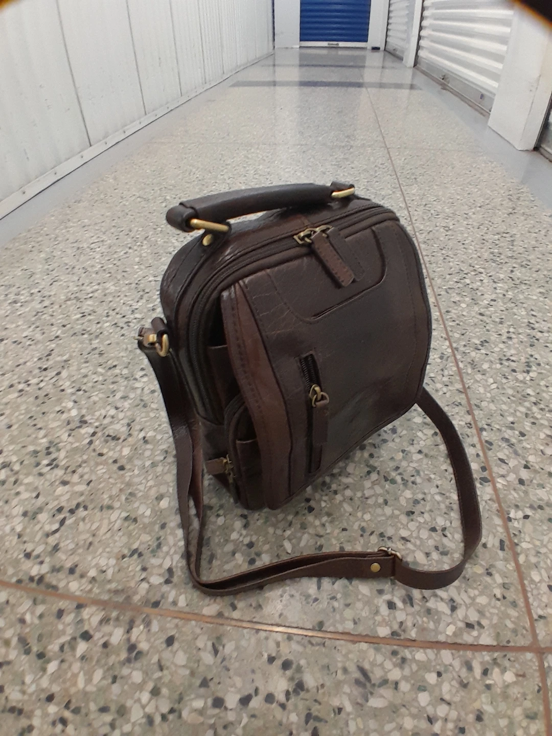 Mangini Dark Brown Leather Crossbody vintage Bag