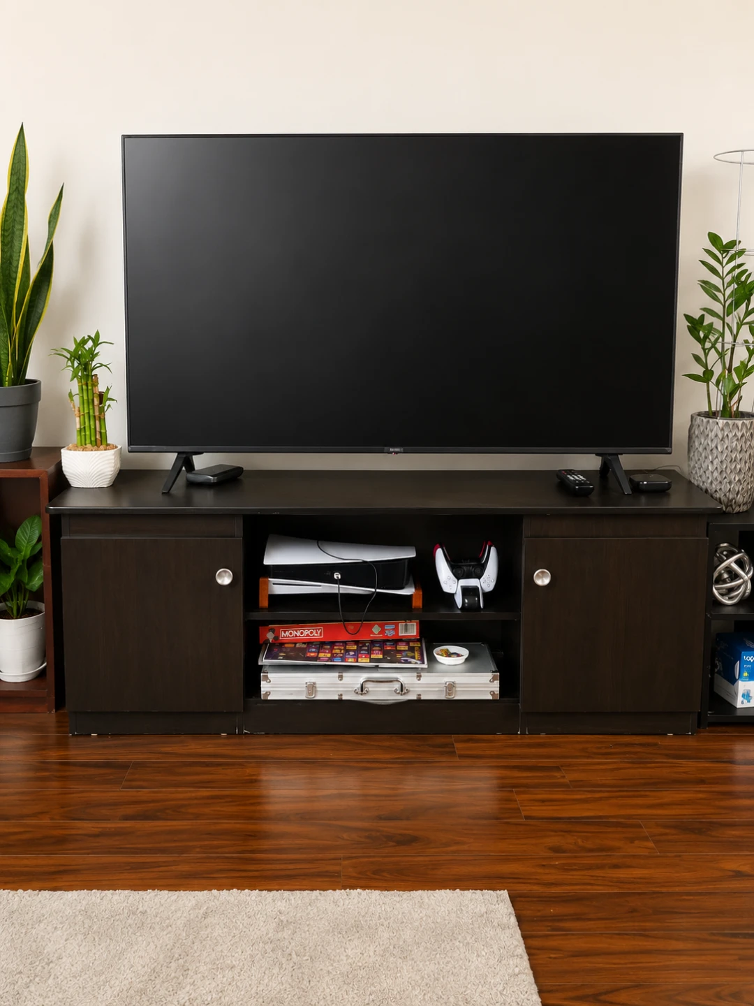 Modern Dark Wood TV Stand