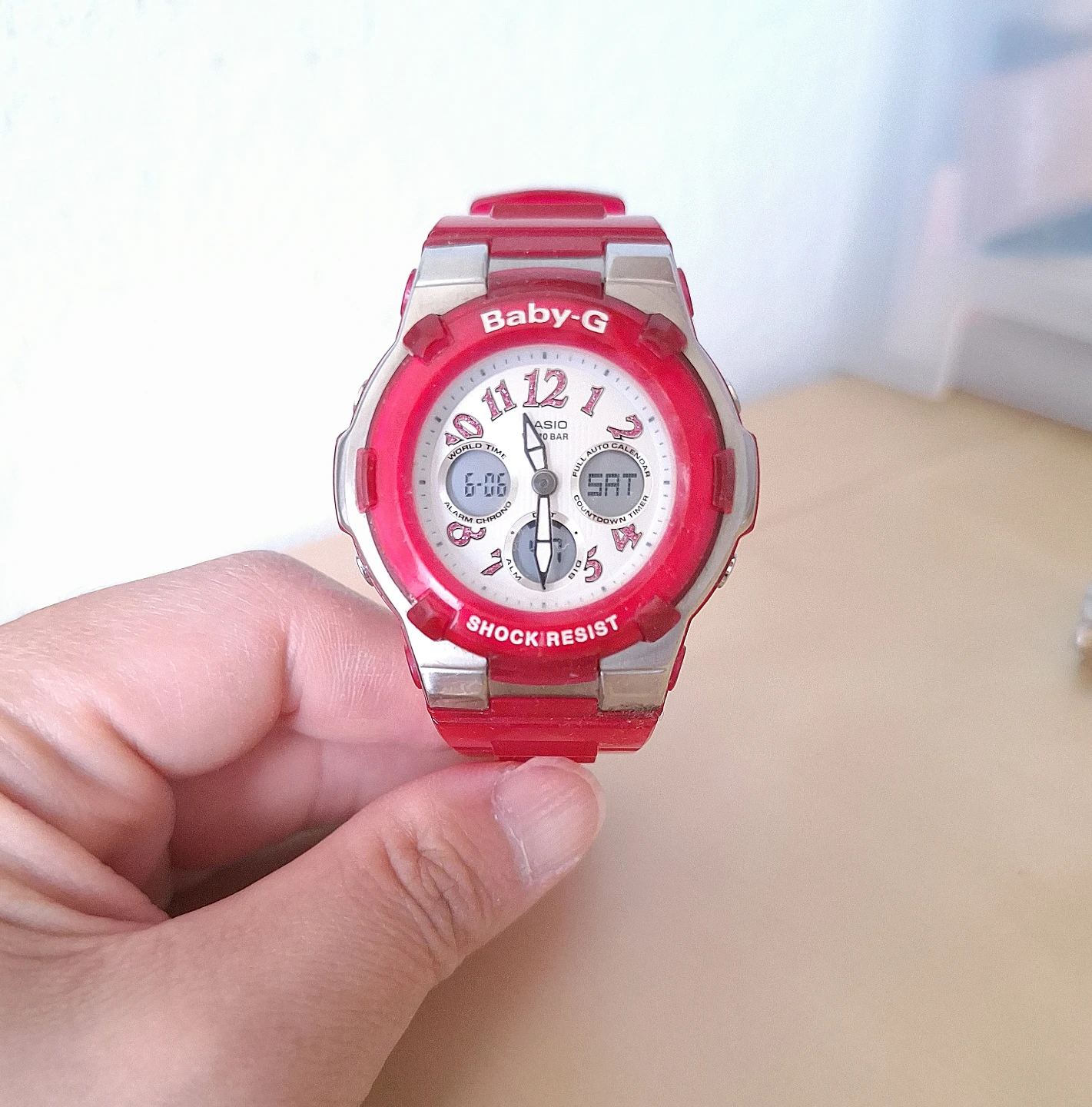 Casio Baby-G Analog-Digital in Hot Fuschia and Steel