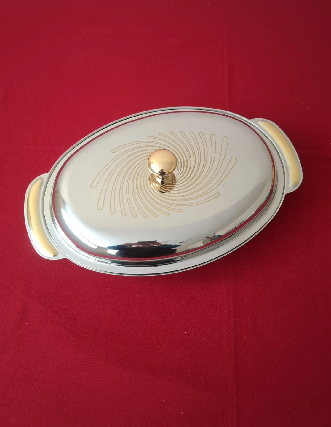 Oval Stainless Steel Serving Dish with Lid - photo 2