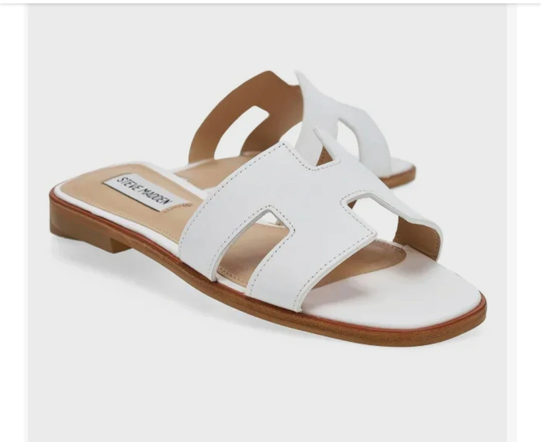 Steve Madden White H-Strap Slide Sandals