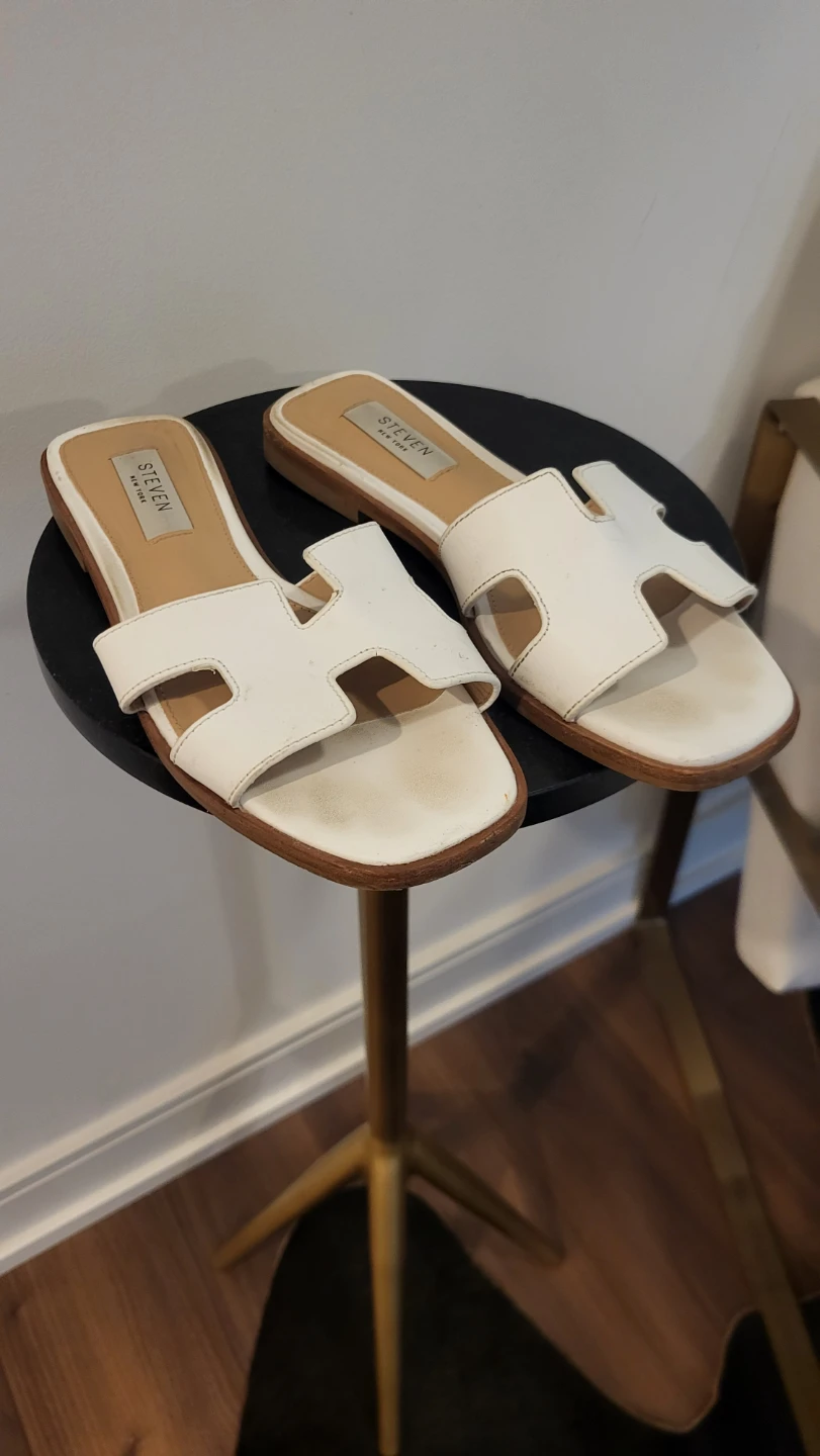 Steve Madden White H-Strap Slide Sandals - photo 2