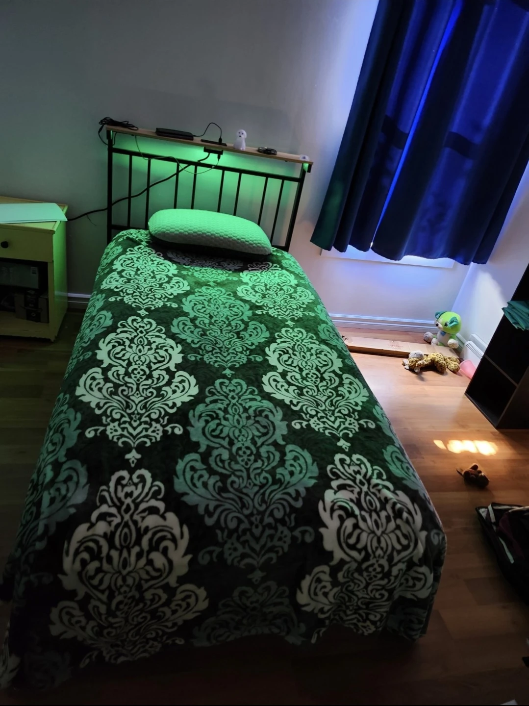 Twin bed frame with power outlet