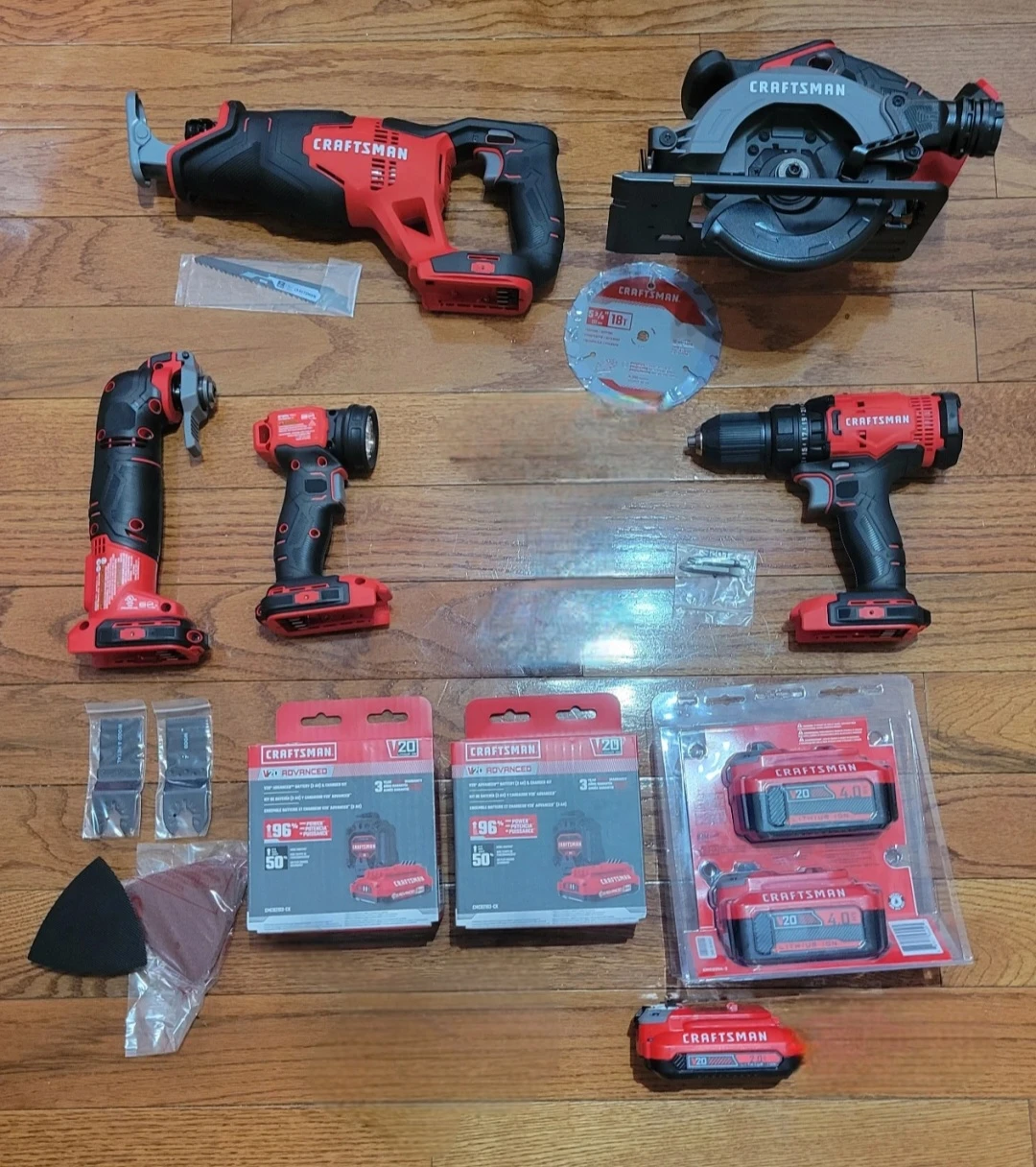 NEW!! CRAFTSMAN V20 Cordless Tool Set with Bag & 5 Batteries - photo 2