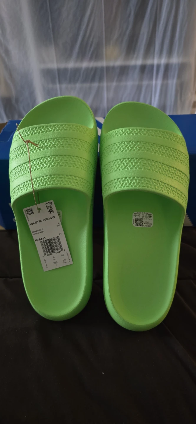 Adidas Adilette Ayoon W Slides - Neon Green - photo 2