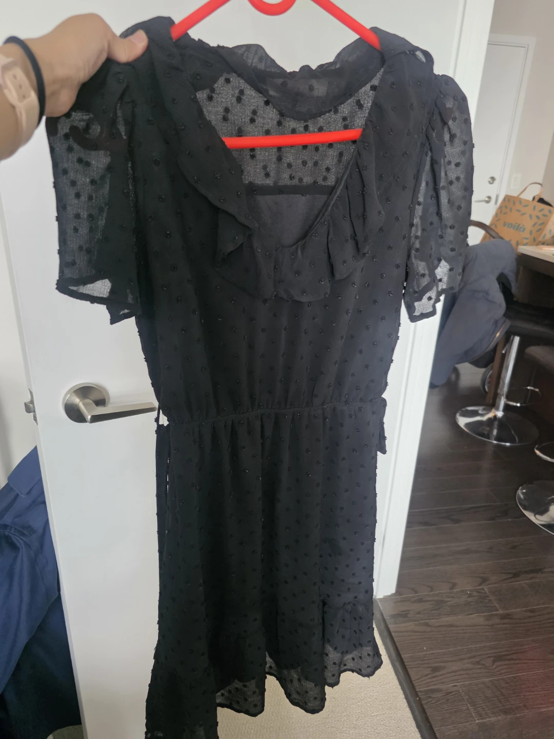 Monteau Los Angeles Black Swiss Dot Dress