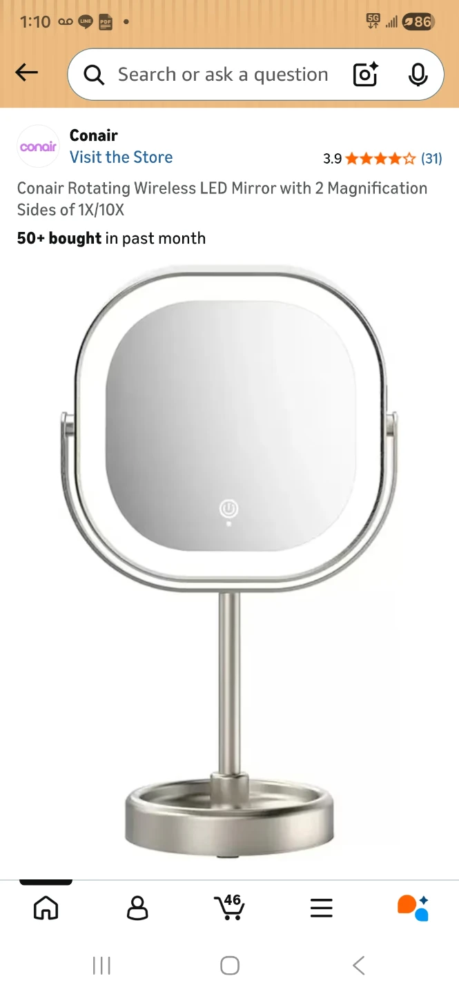 Conair Rotating Wireless LED Mirror - 1X/10X Magnification - photo 2