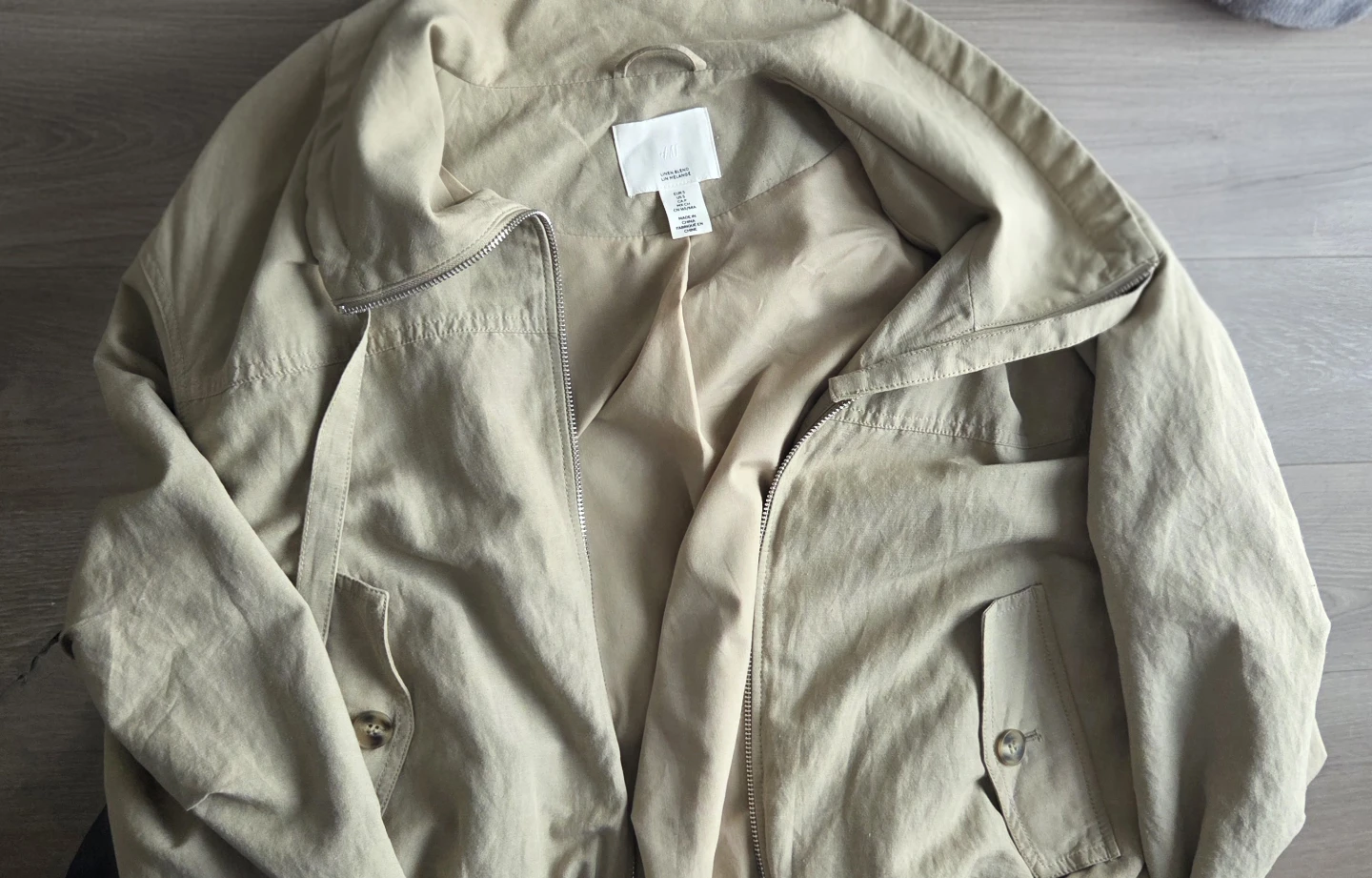 H&M Linen-Blend Funnel Neck Jacket - Like New - photo 3