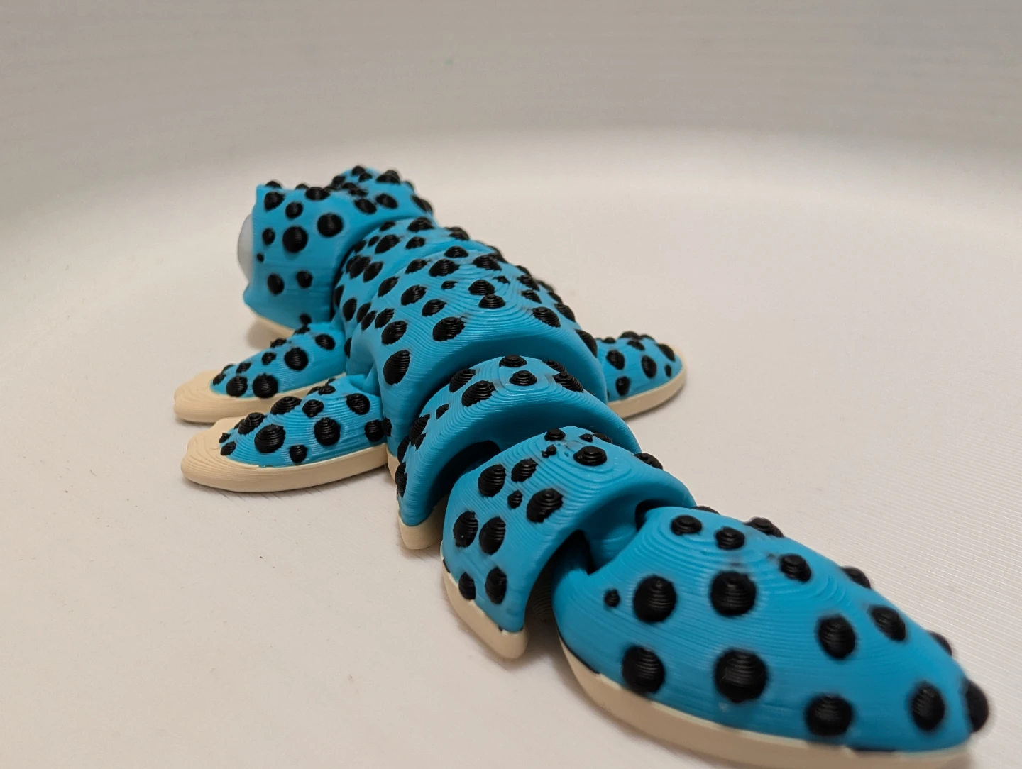 Handmade Blue Articulated Gecko Toy - photo 5