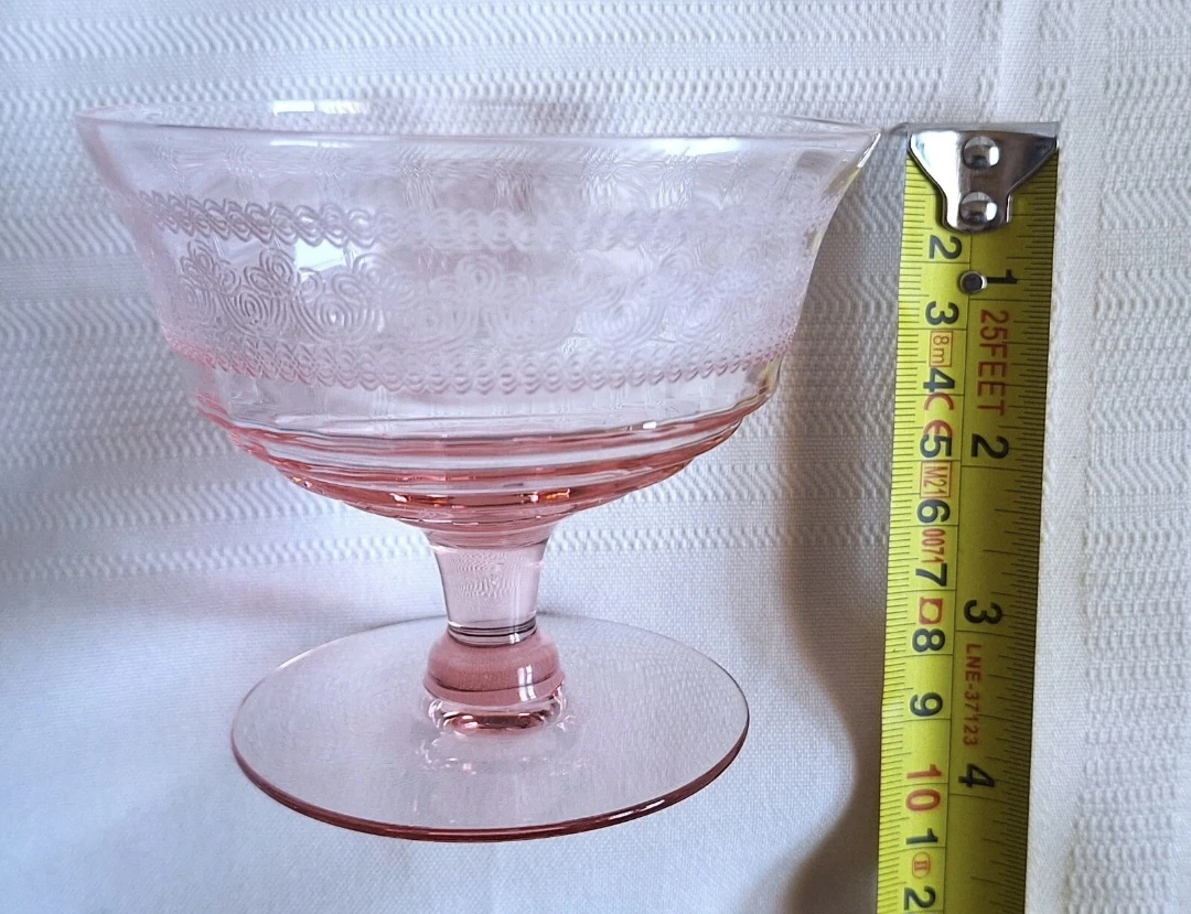Pink Etched Glass Dessert Bowl ⚽ - photo 4