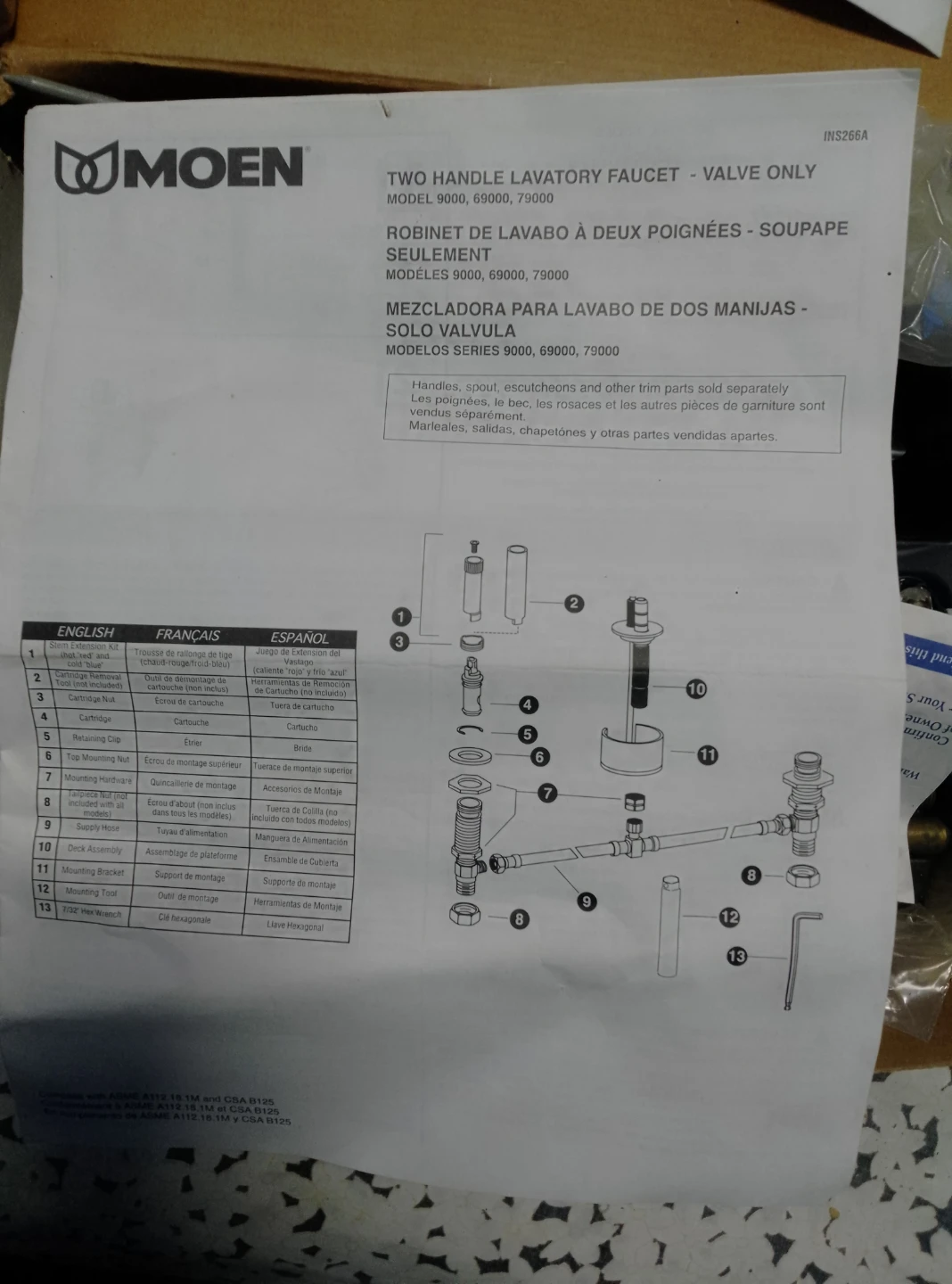 MOEN Two Handle Widespread Lavatory Faucet Trim Kit + Valve Kit - photo 5