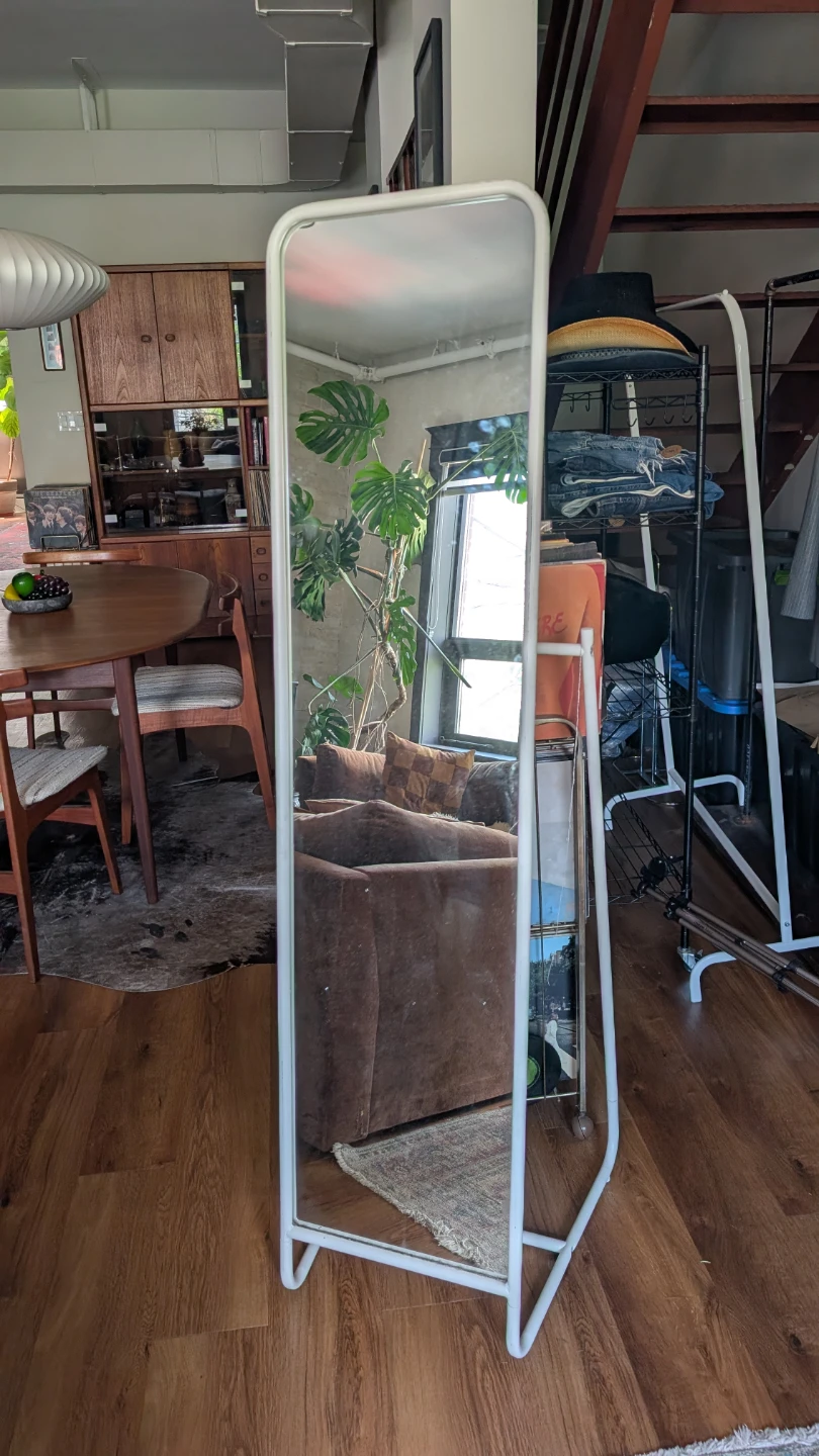 White Floor Mirror with Stand - photo 2