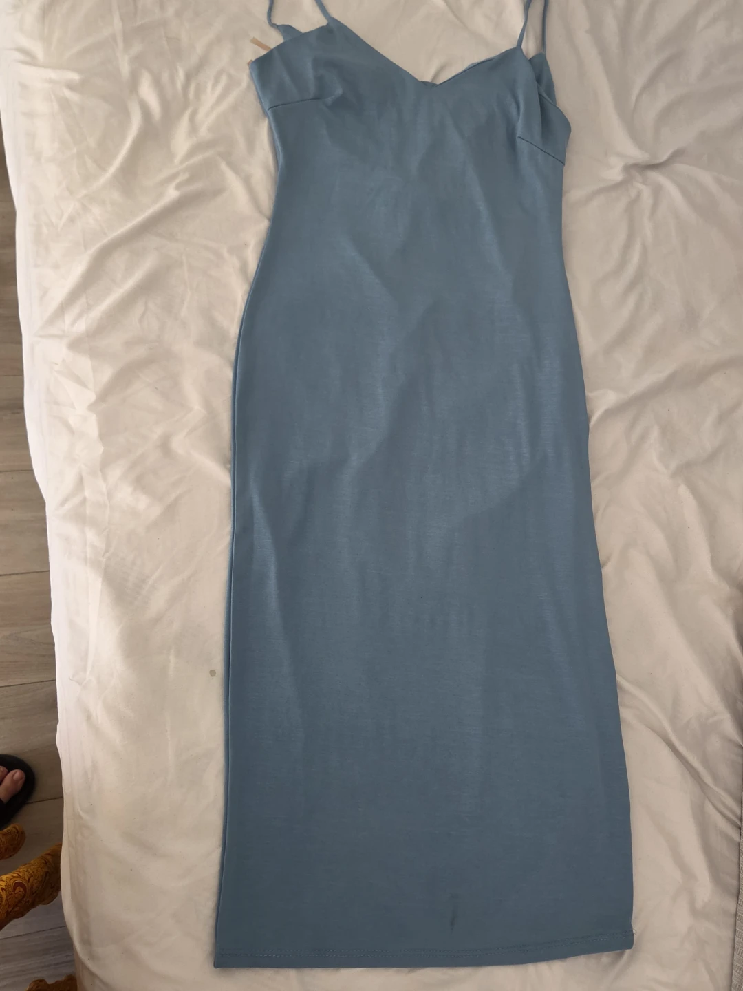 Blue Spaghetti Strap Midi Dress
