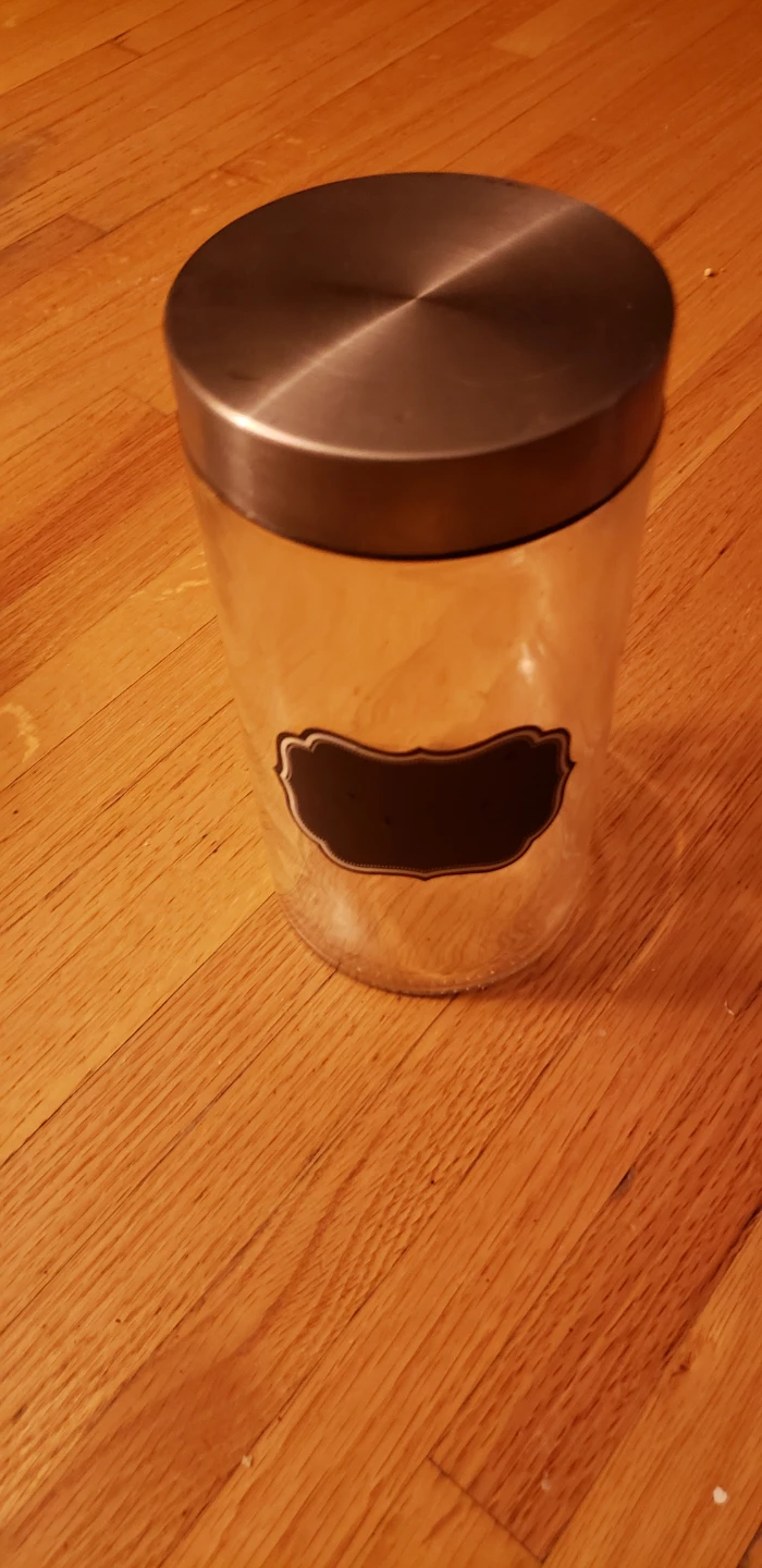 Glass Canister with Metal Lid and Chalkboard Label