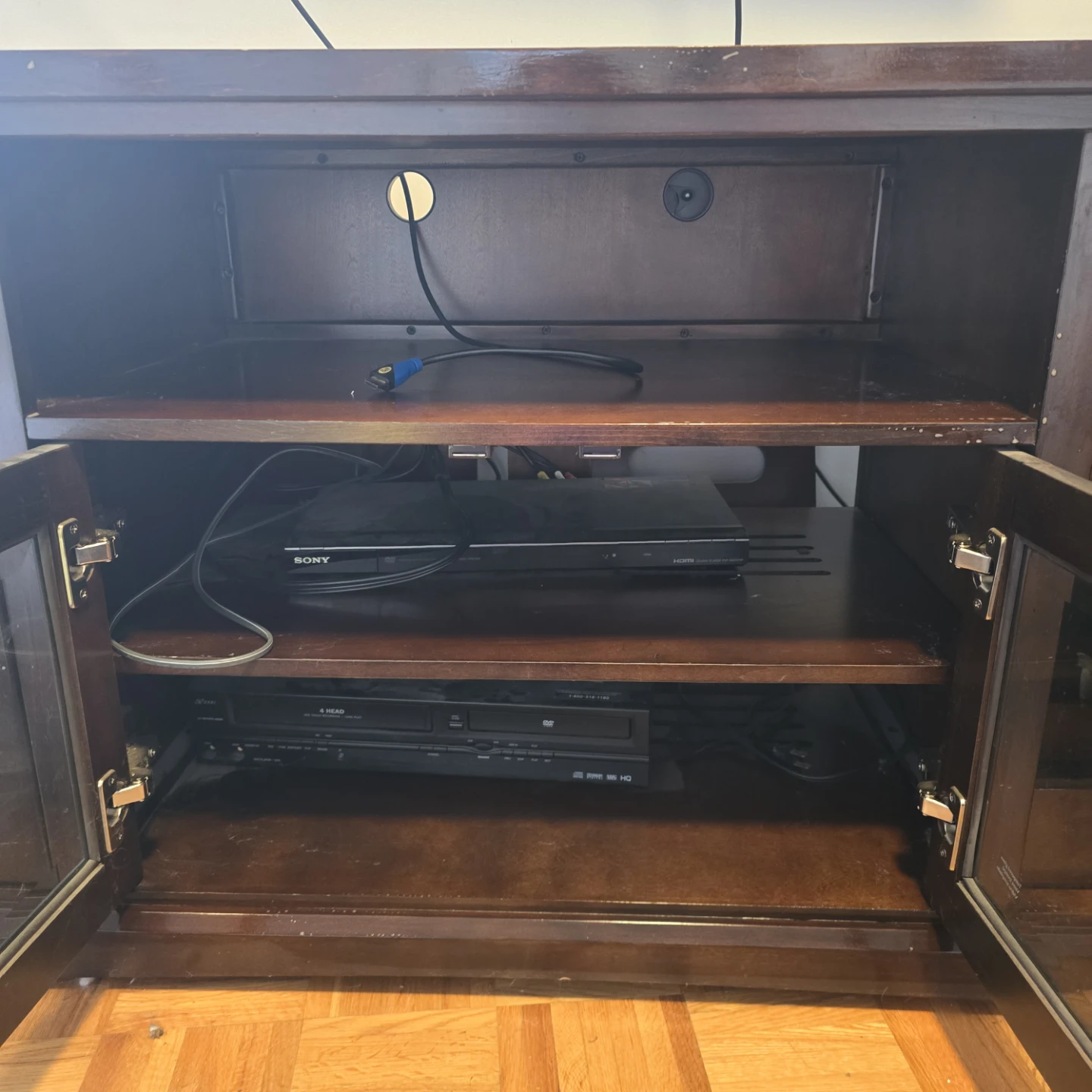 Dark Wood Media Console TV Stand - photo 3