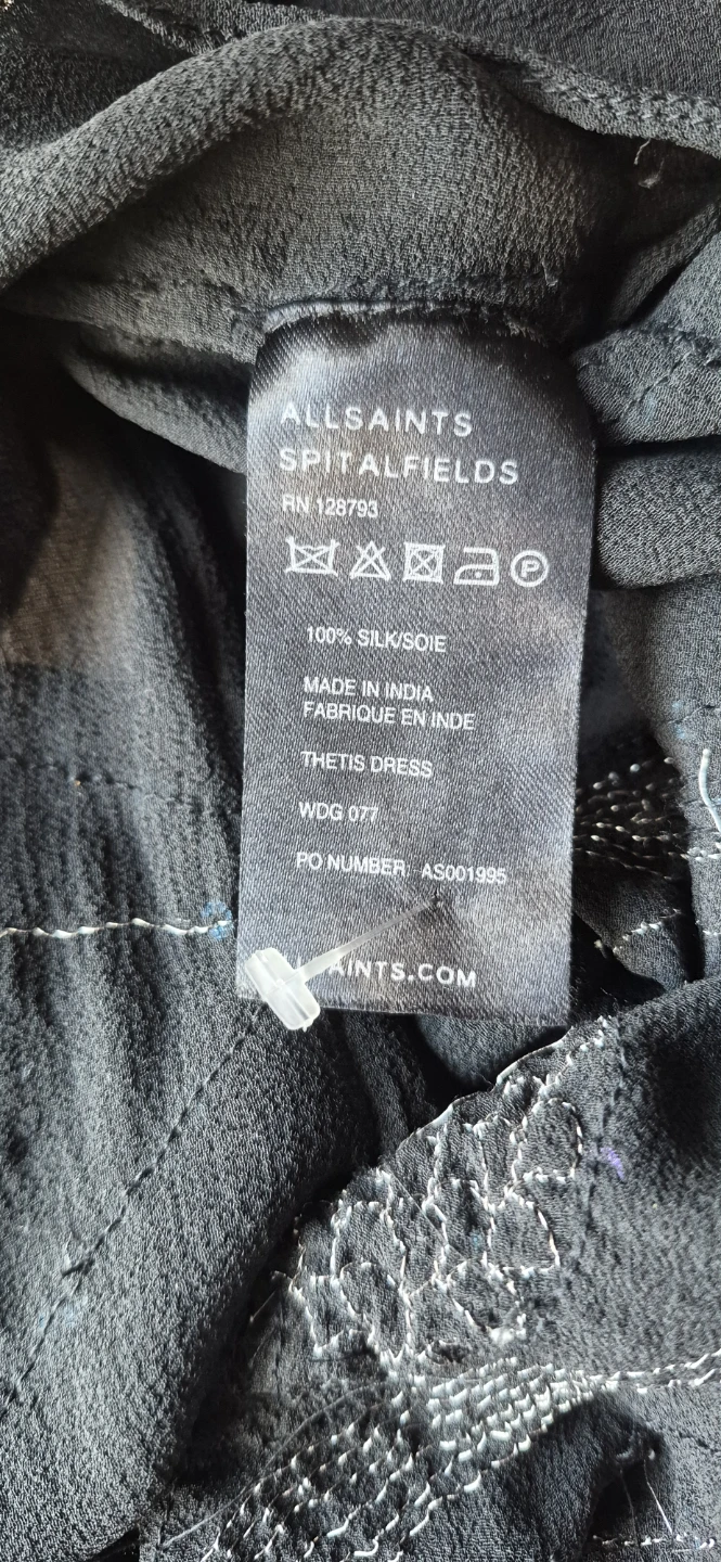 AllSaints Thetis Dress Black Silk Embellished - photo 5