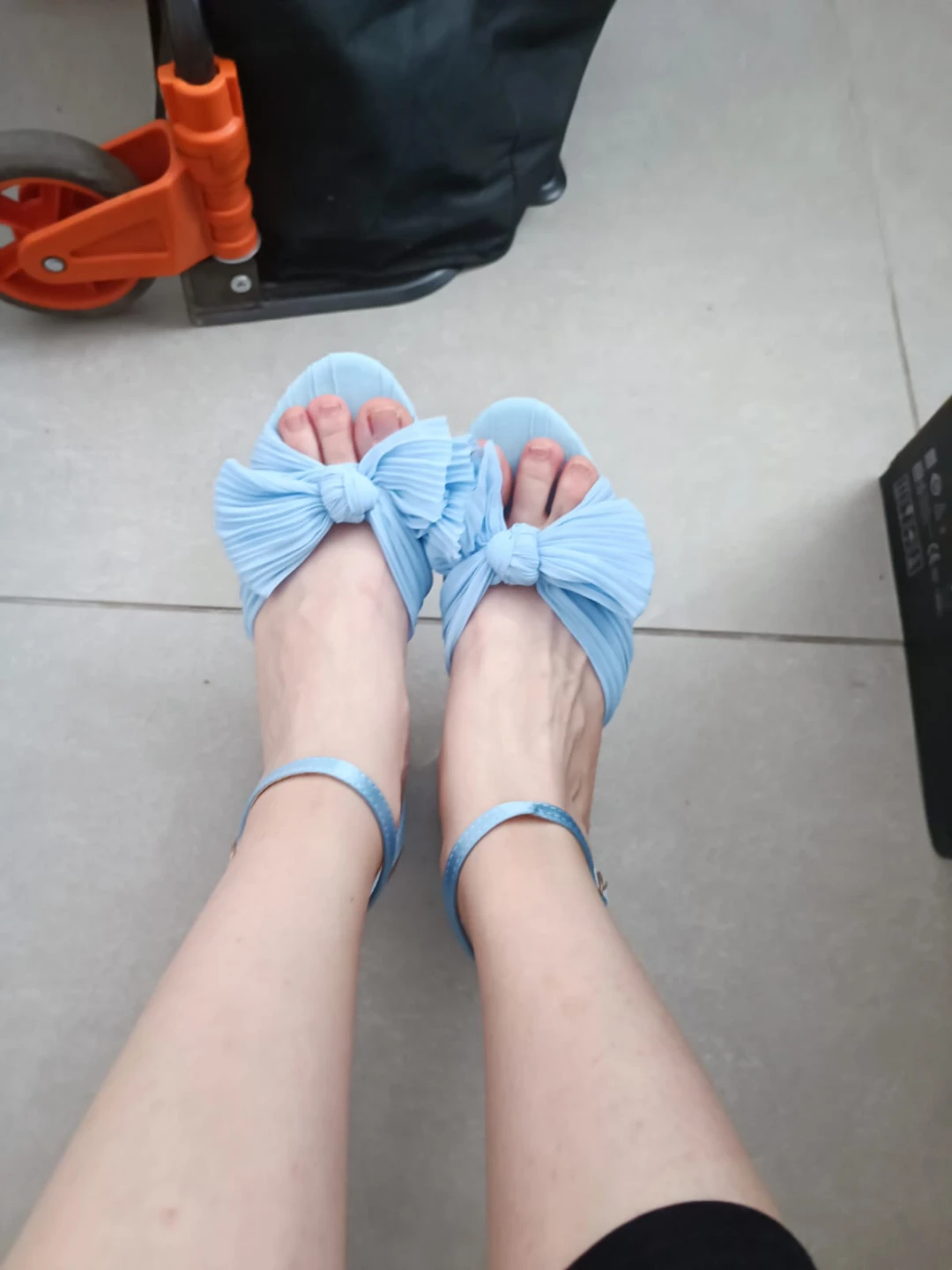 Light Blue Pleated Bow Heels - photo 3