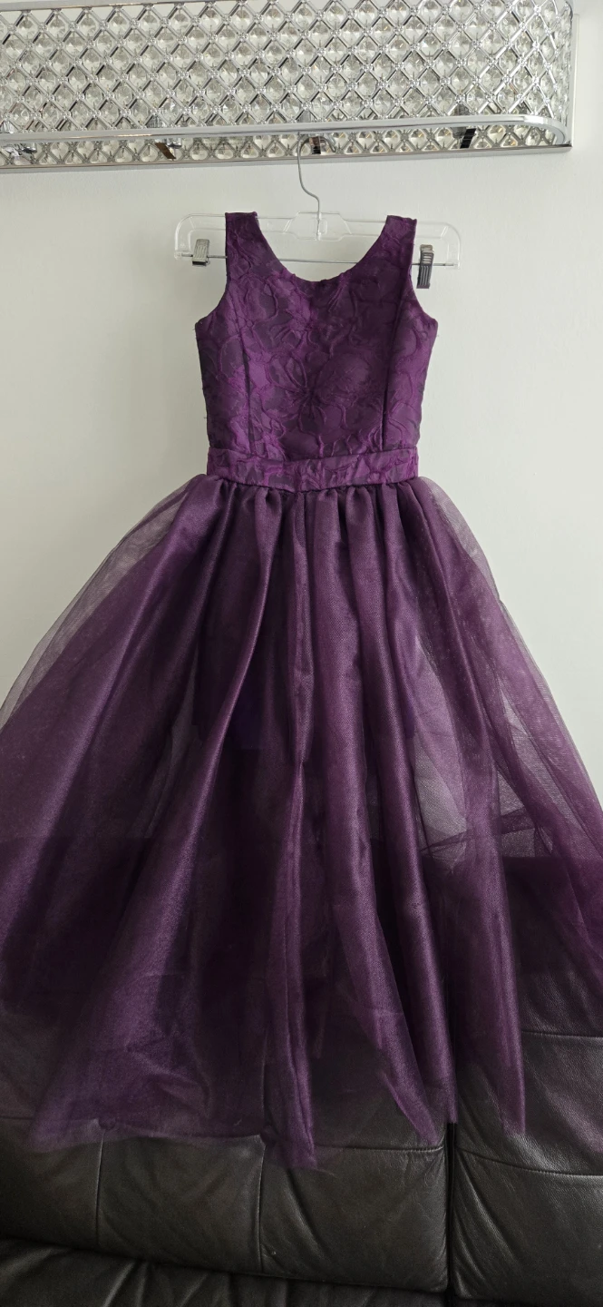 Girls Purple Formal Dress with Tulle Skirt