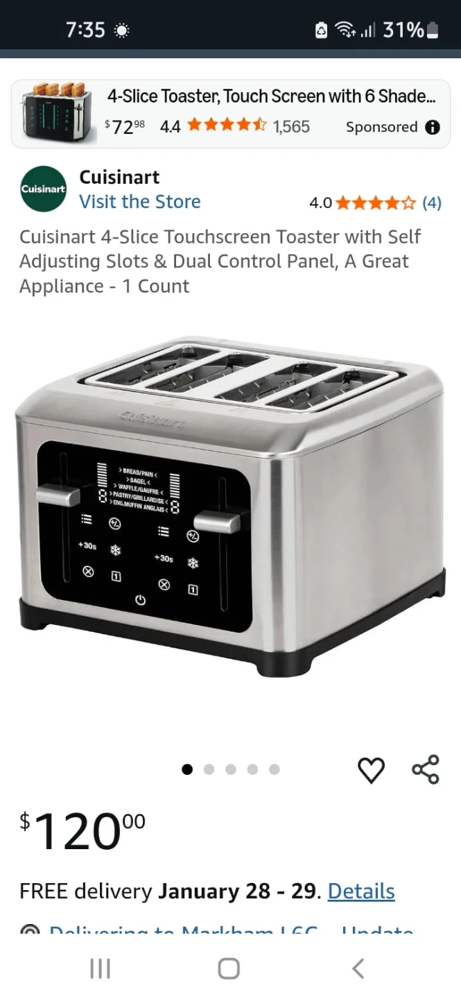 Cuisinart 4-Slice Touchscreen Toaster