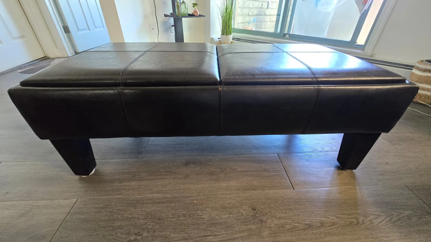 Dark Brown Faux Leather Storage Ottoman Bench/ coffee Table