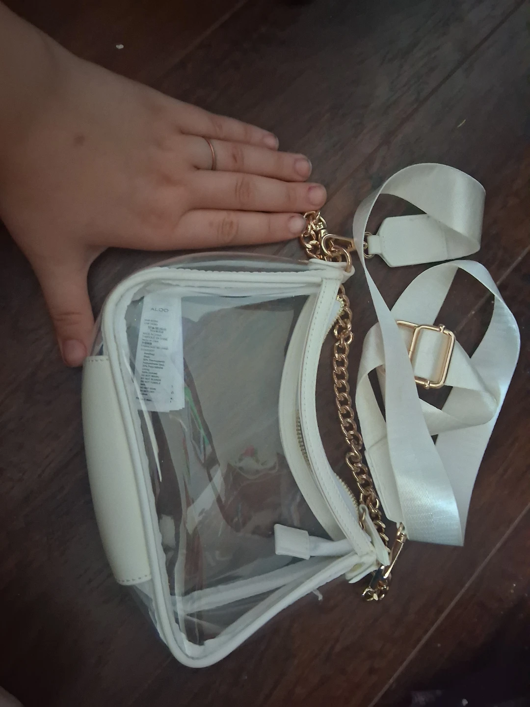 ALDO Clear Crossbody Bag with White Trim & Gold Chain - photo 2