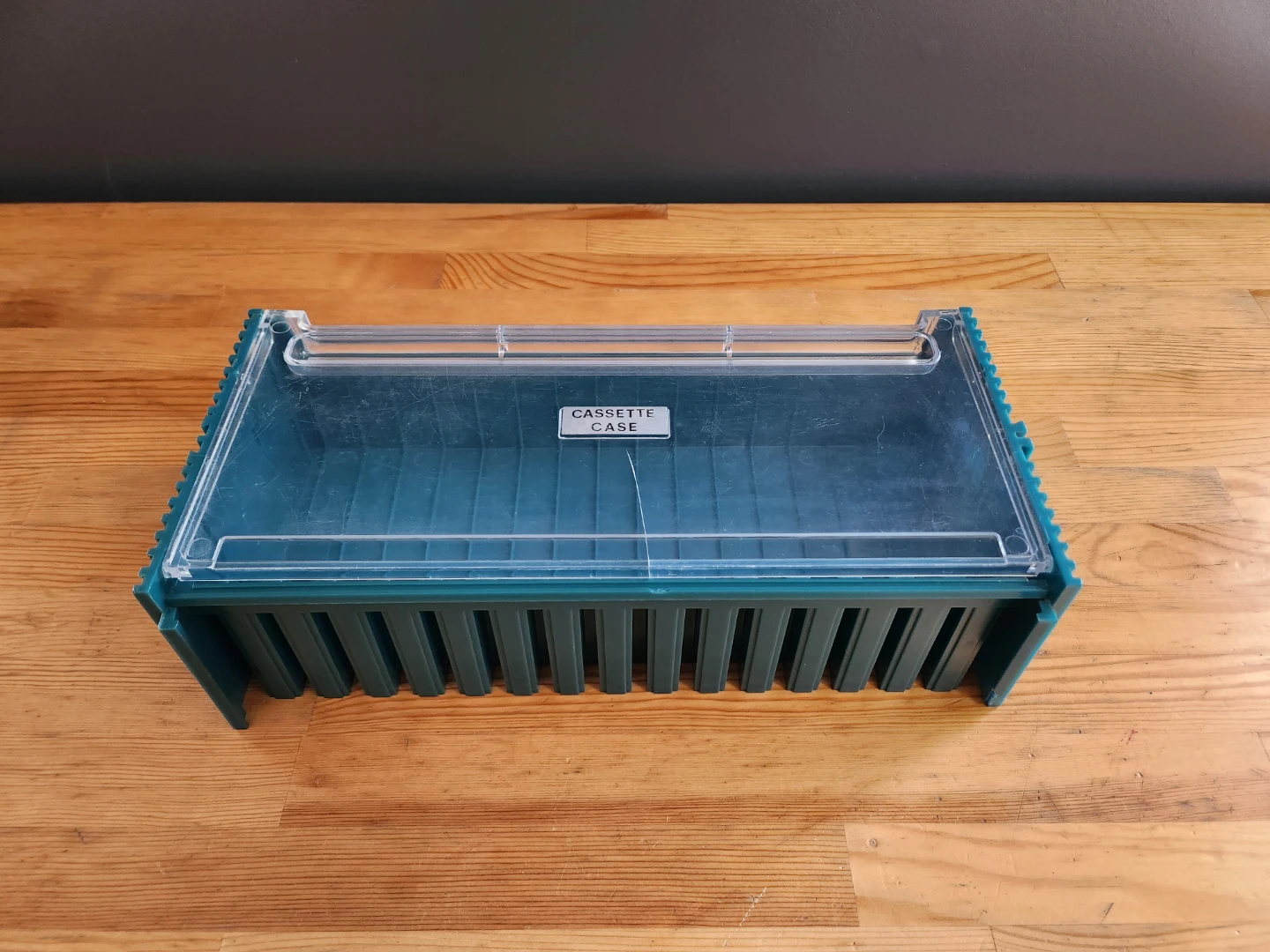 Vintage Cassette Tape Storage Case- Teal/Clear