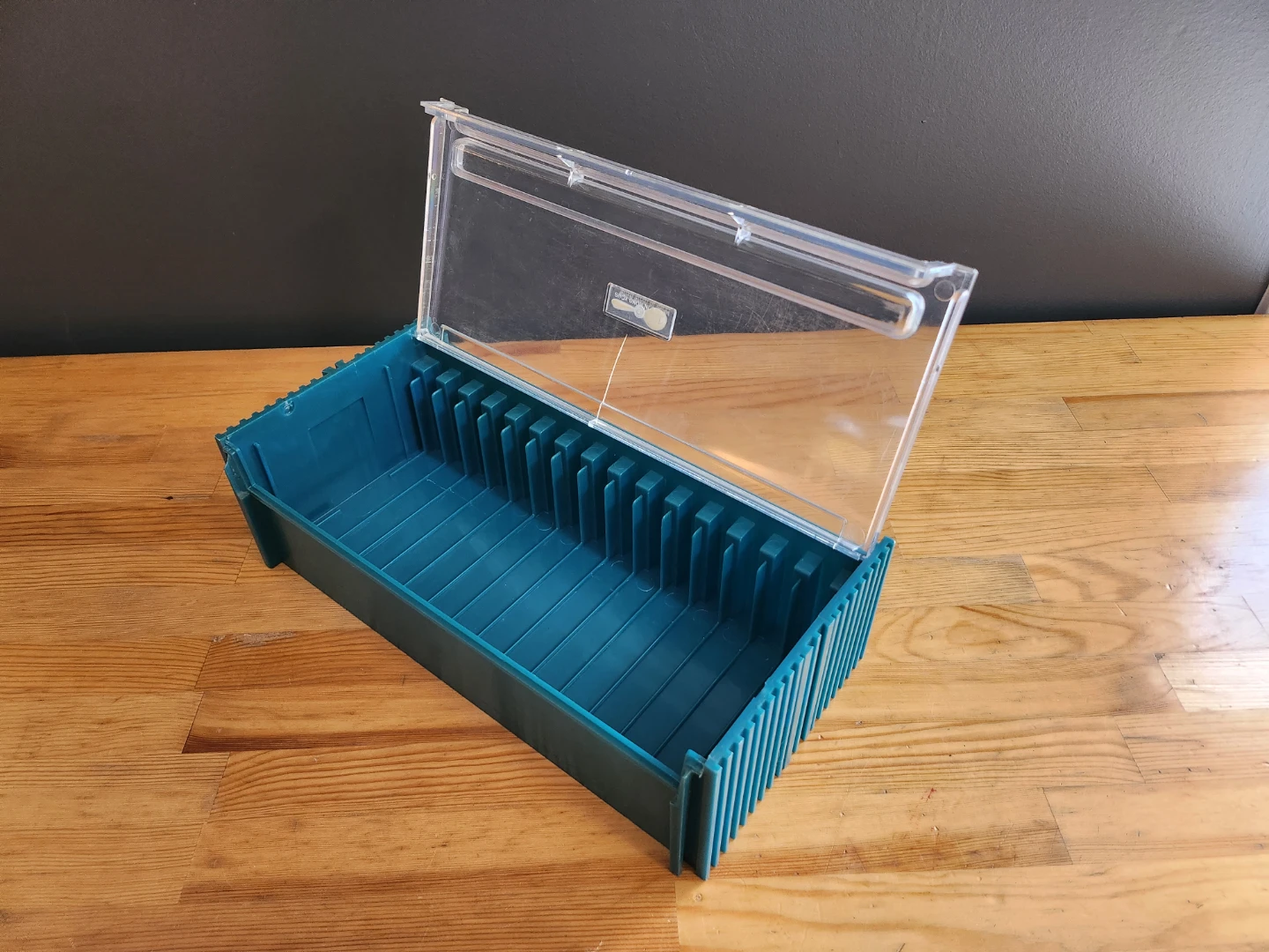 Vintage Cassette Tape Storage Case- Teal/Clear - photo 2