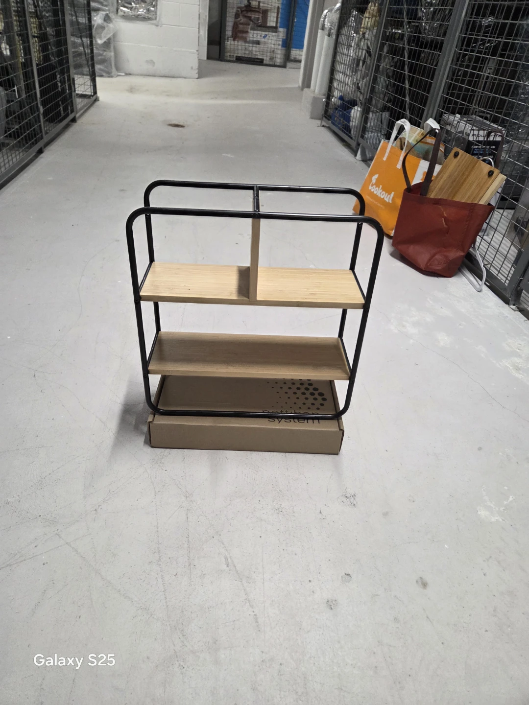 3-Tier Wood and Metal Shelf Unit