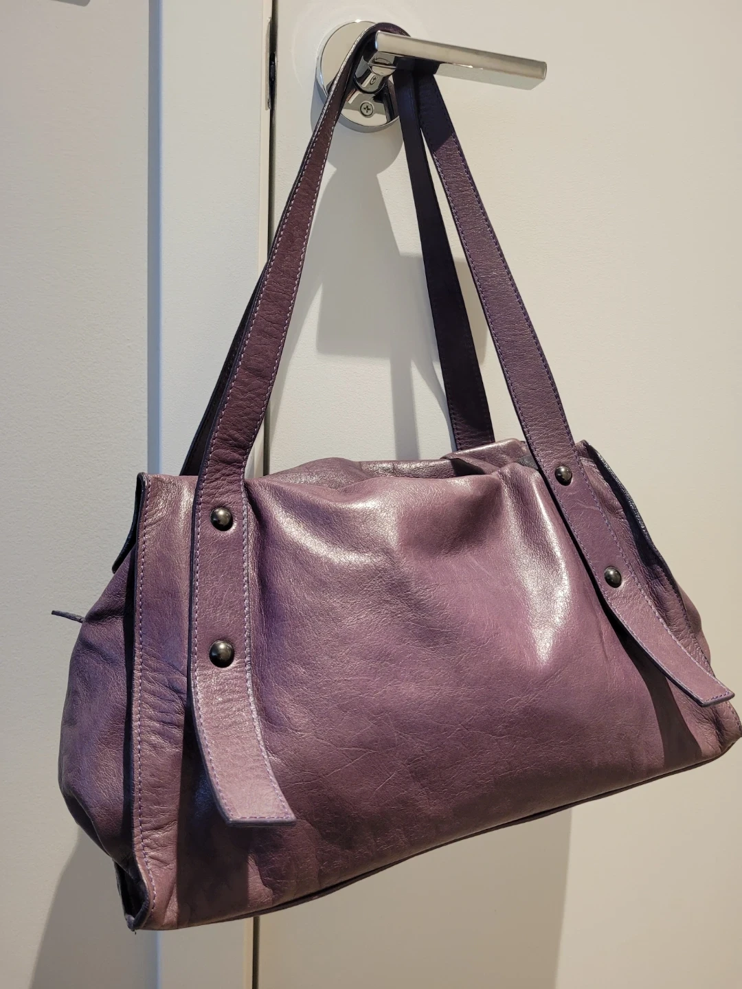 Purple Leather Shoulder Bag