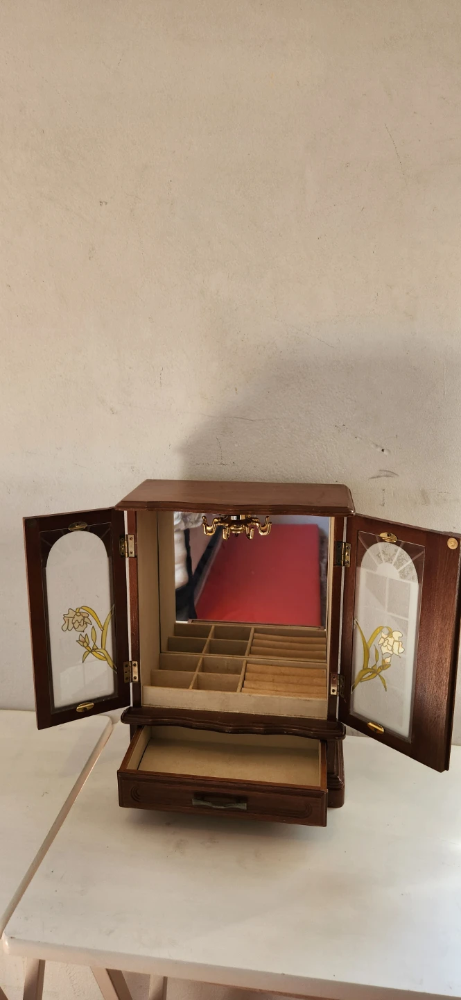 Wooden Jewelry Box with Mirror and Drawers - photo 2
