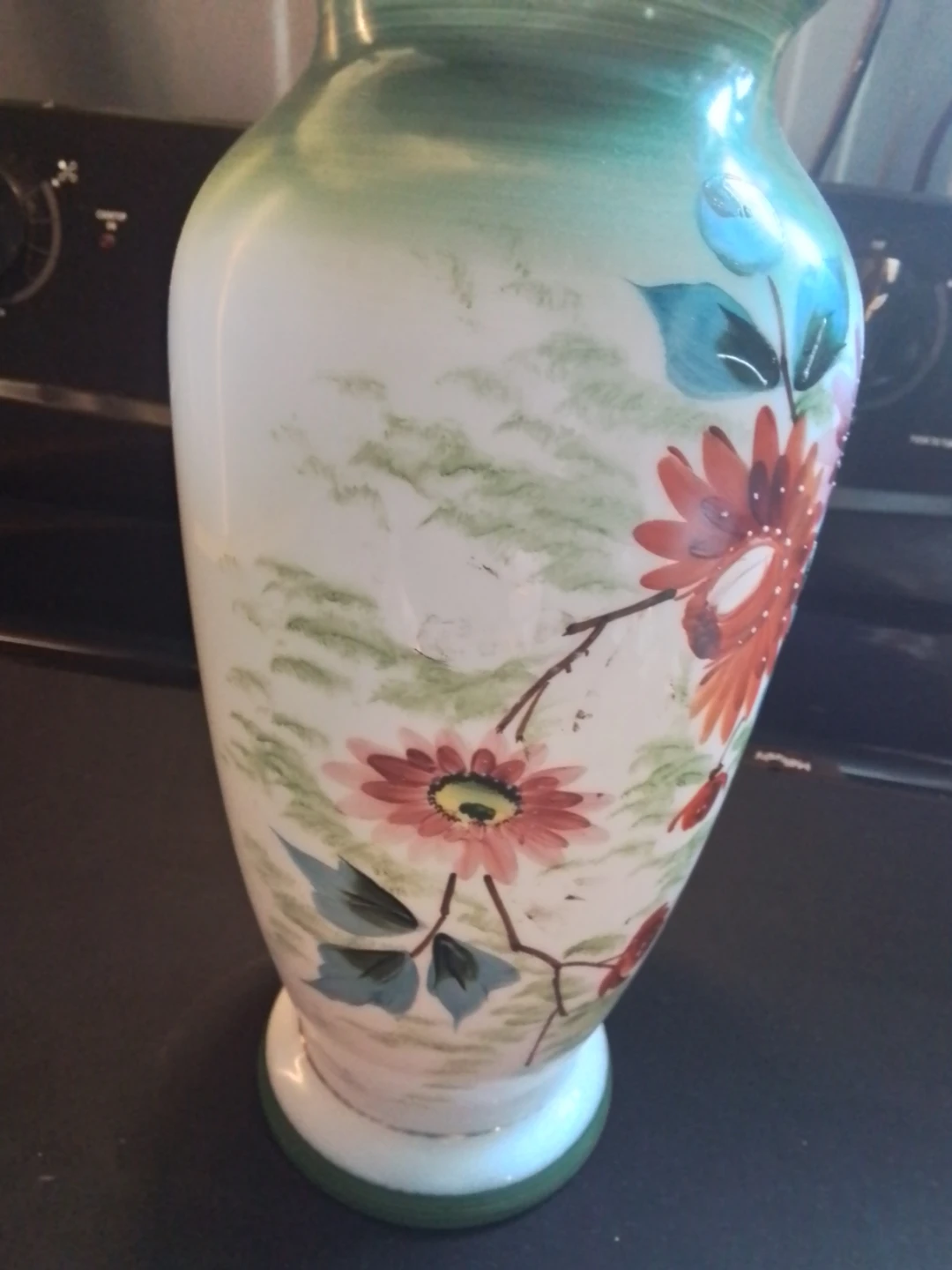 Antique Victorian Hand-Blown Painted Satin Glass Vase, c. 1880s - photo 2