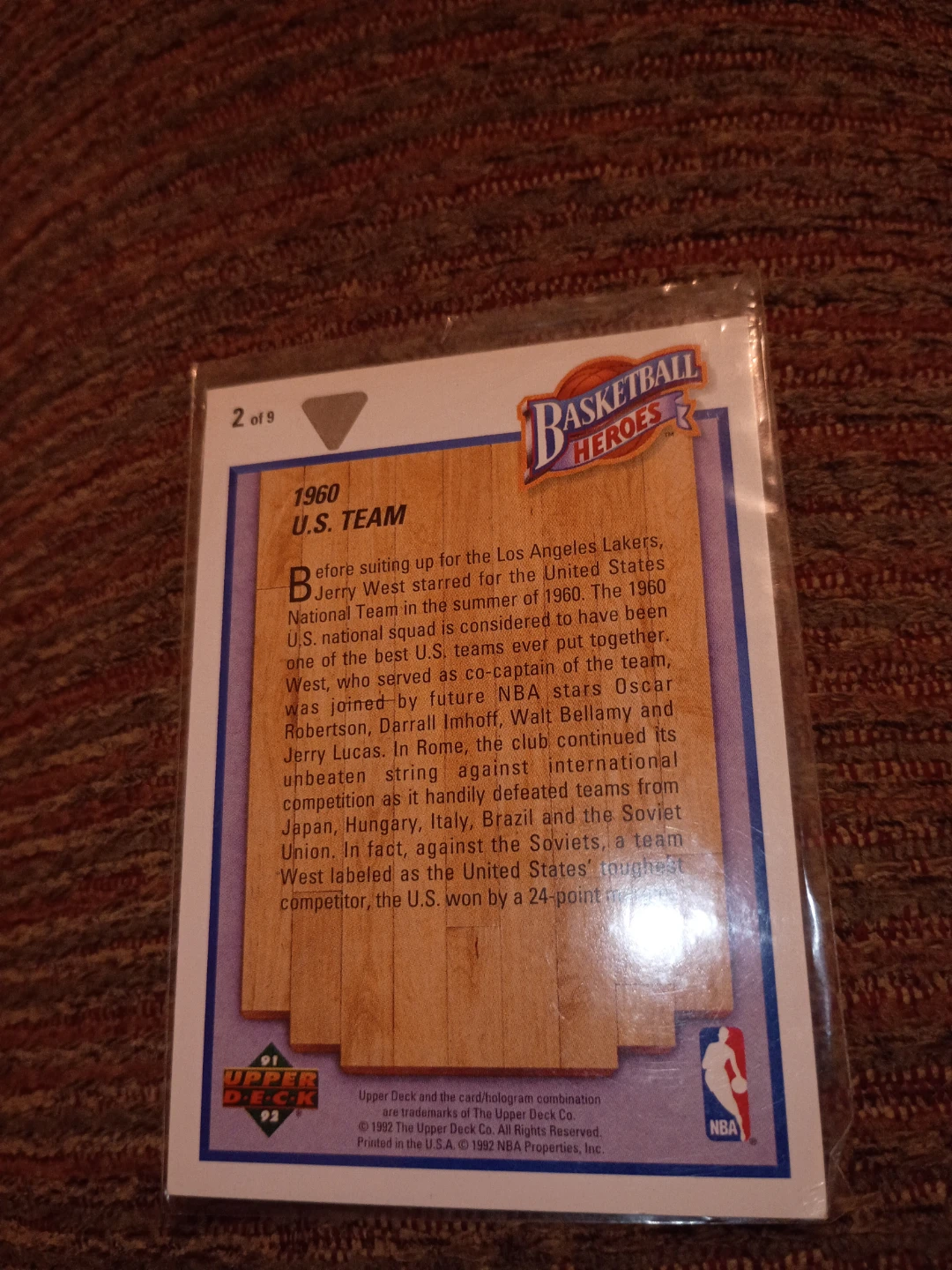 1992 Upper Deck Jerry West Basketball Card - photo 2