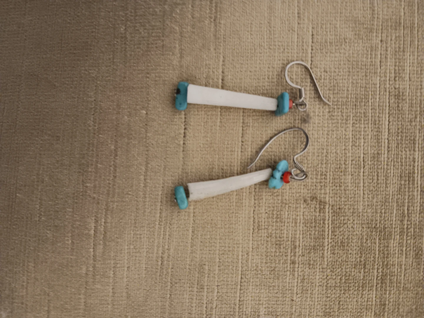 White and Turquoise Dangle Earrings