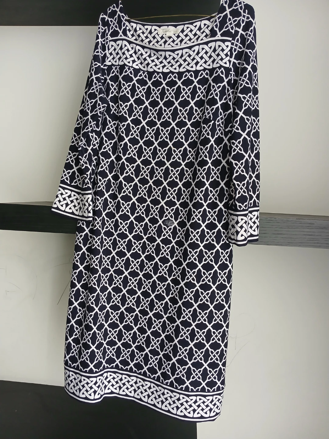Talbots Women's Black White Geometric Print Dress
