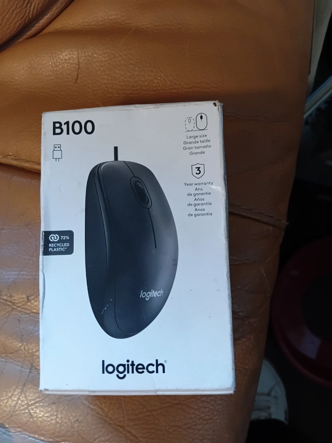 Logitech B100 Wired Mouse - Large Size