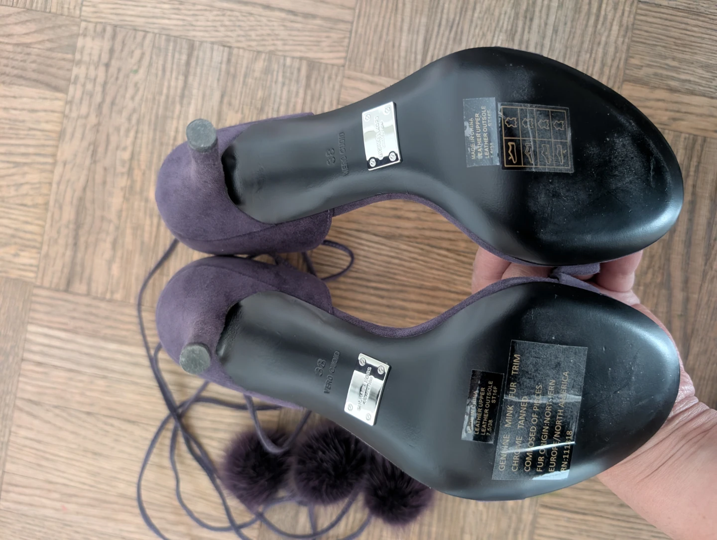 Michael Kors Collection Purple Suede Pom Pom Heels - photo 4