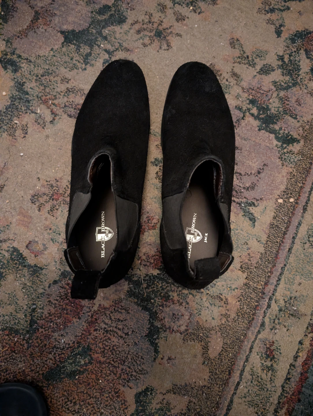 Black Brown 1820 Black Suede Chelsea Boots