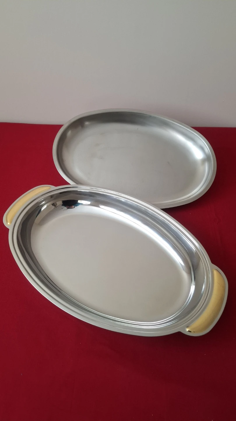 Stainless Steel Serving Dish with Gold Handles - photo 3