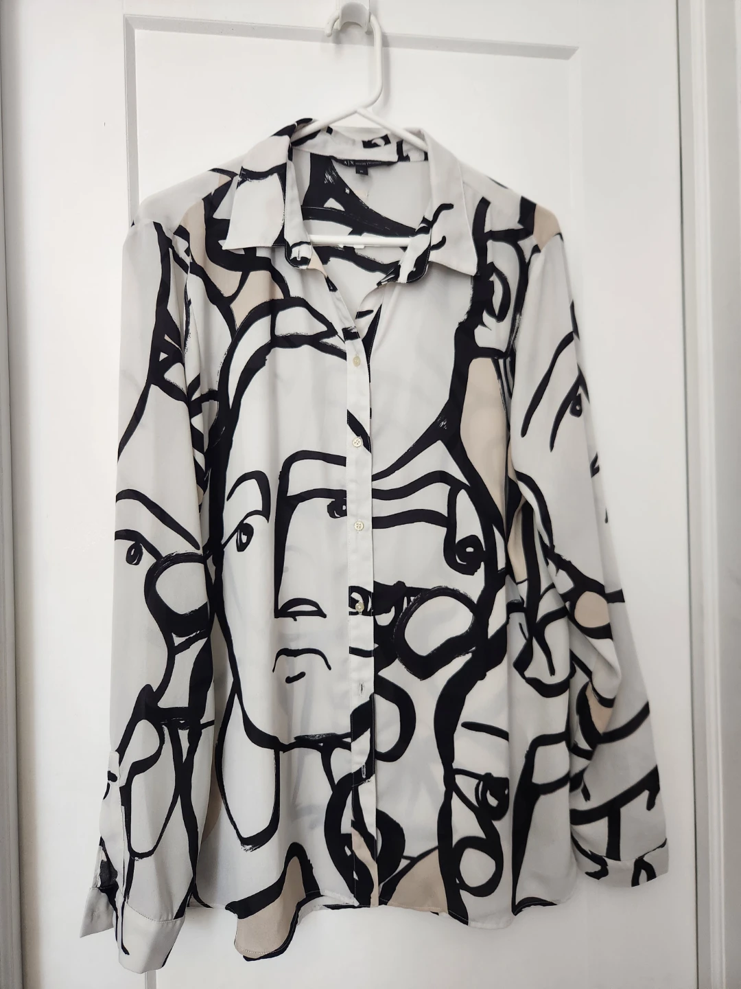 AX Armani Exchange Abstract Face Print Button-Up Shirt - XL ⚽